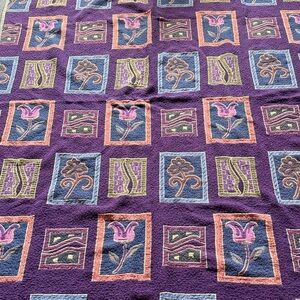 Purple Floral Geometric Woven Throw- Vibrant Purple Bedding